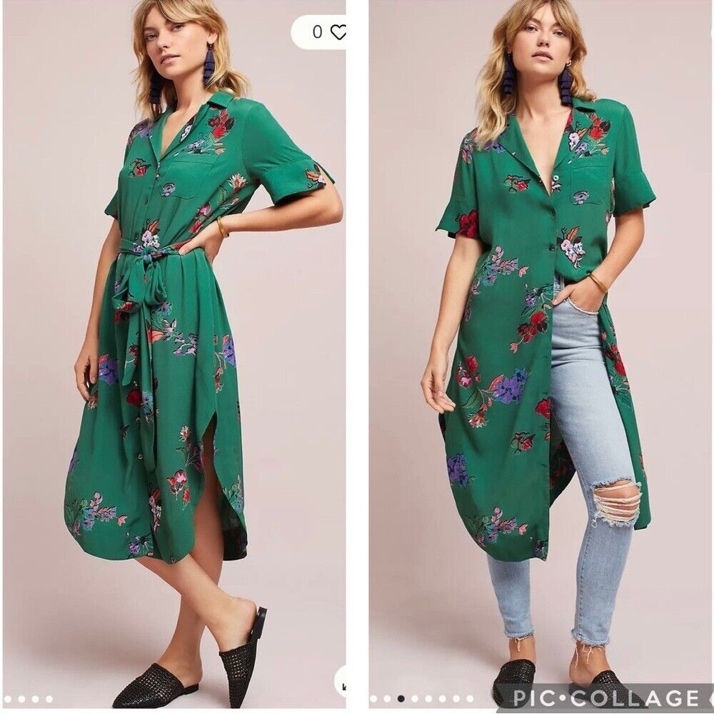 Maeve Anthropologie Jenny Floral Shirtdress // EUC // Size L